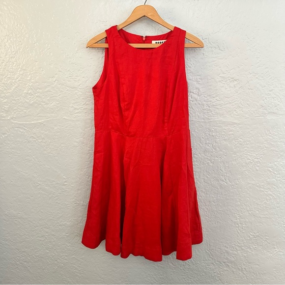 Boden Fit-and-Flare Linen Mini Dress In Vermillion Red - Picture 4 of 13